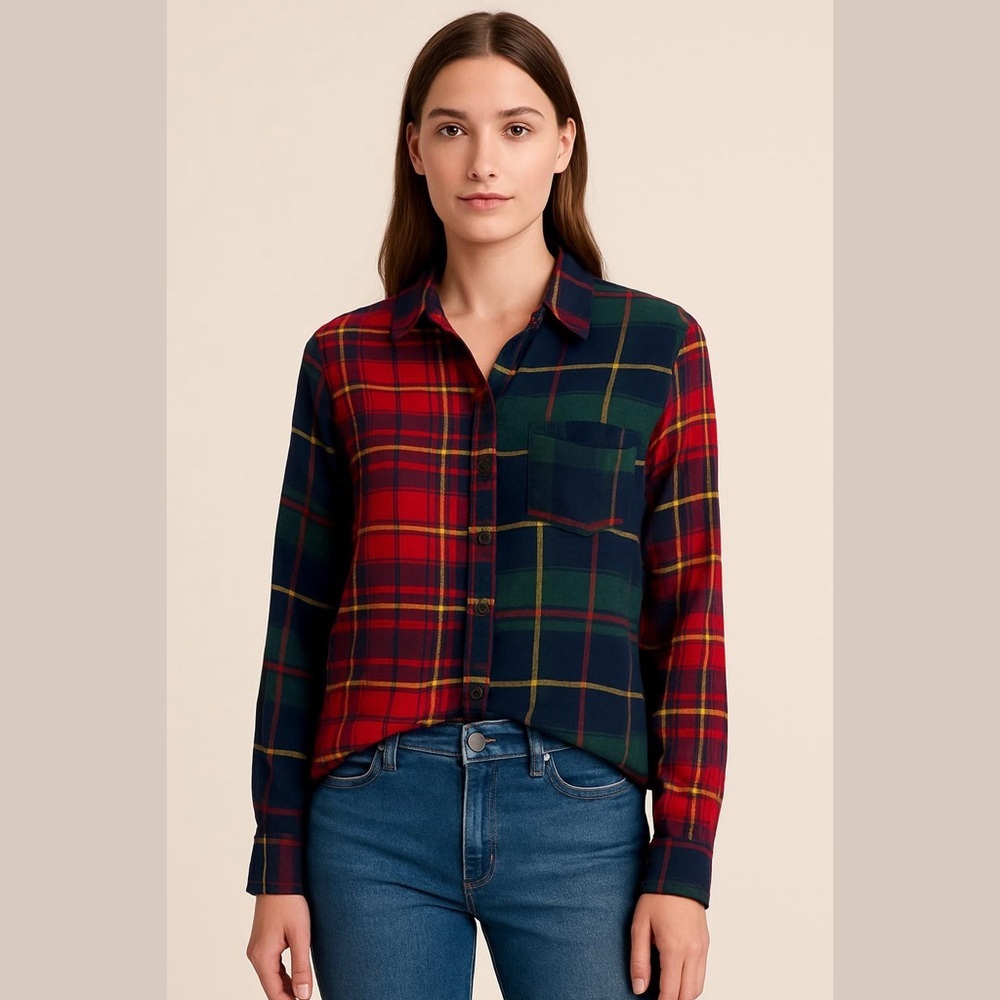 𝅺ICONE by Simons Mixed Plaid Shirt Size XS